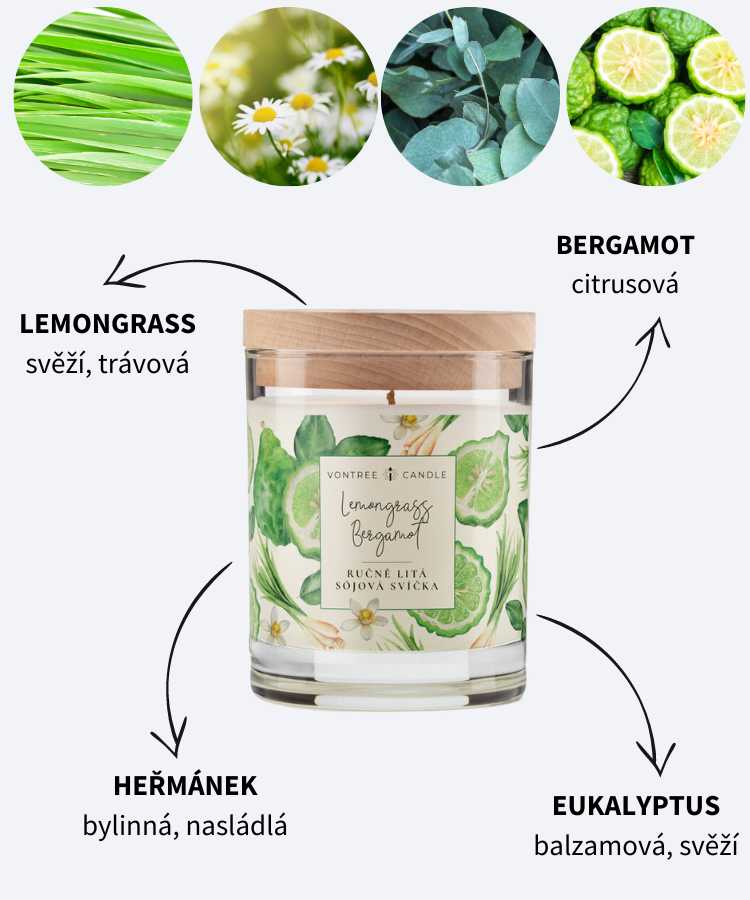 vonna sojova svicka bergamot citronova trava lemongrass hermanek eukalyptus vontree candle bytova vune